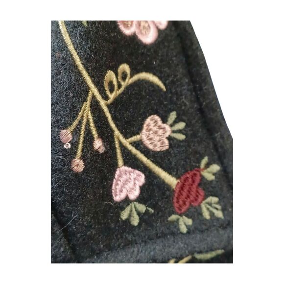 North Style Vintage Sz XL Wool Blend Floral Embroidered Jacket Coat Pockets - Picture 6 of 10